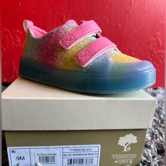 Tucker & Tate Rainbow Glitter 9c Toddler Shoes **Never Worn** - Picture 2 of 6